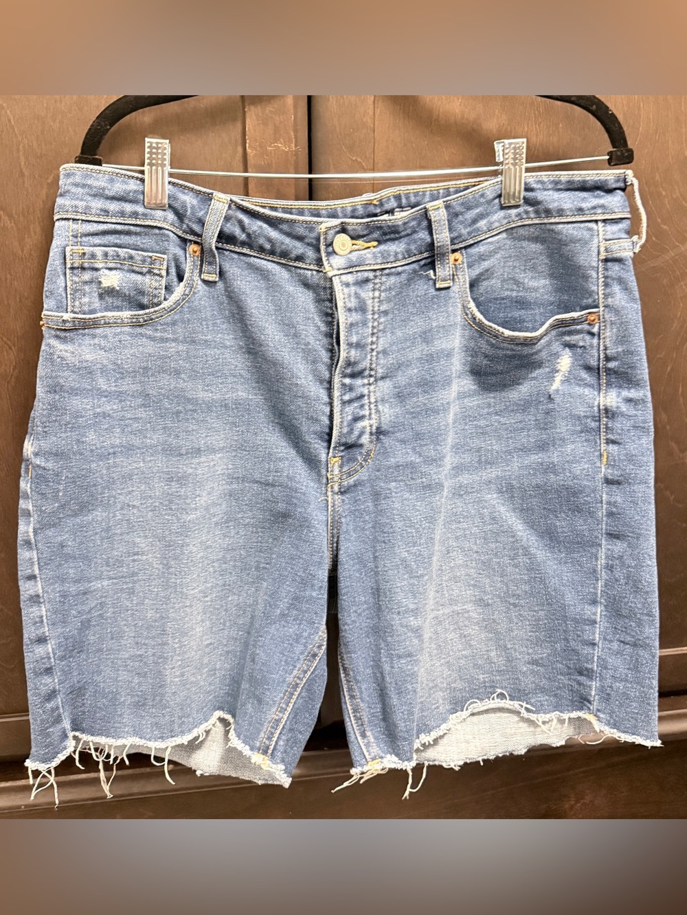 Old Navy Light Blue Distressed High-Rise OG Straight Denim Jean Shorts